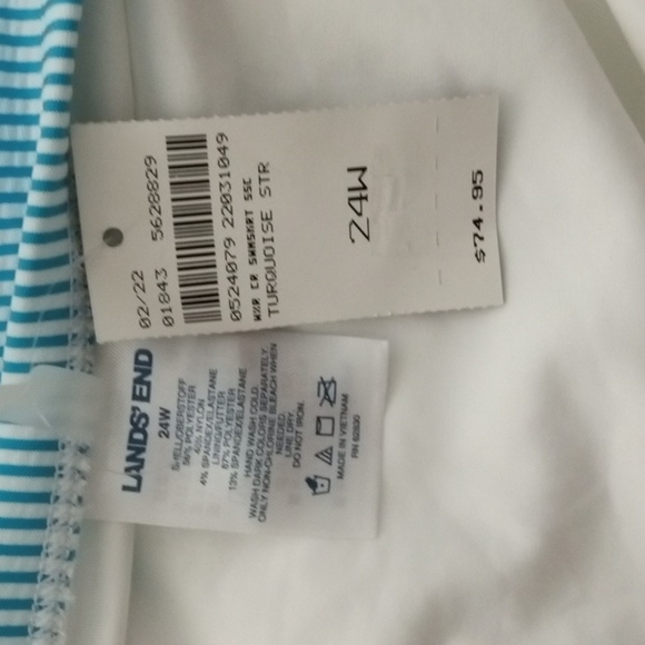 NWT Land's End Women's Turquoise Striped Swim Skirt Multiple Sizes Beach Pool - Picture 6 of 6